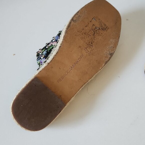 REBECCA MINKOFF | Jodi Espadrilles Sandals Black Flower Print Sz 7.5M - Picture 7 of 7